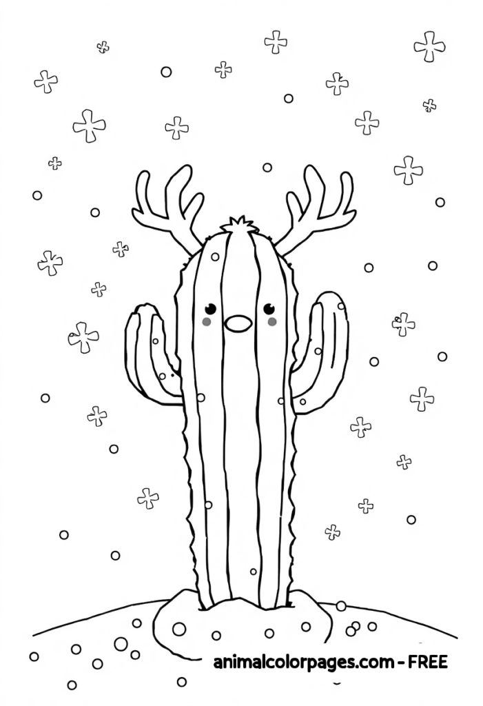 Cactus Coloring Pagess - Catus Christmas Coloring cactus reindeer.