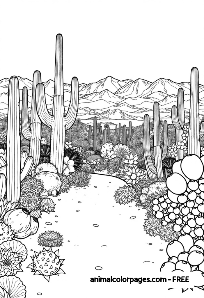 cactus coloring page realistic