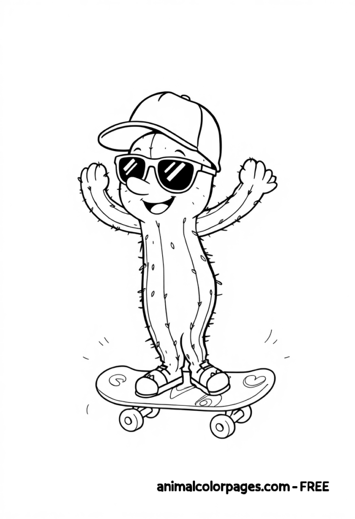 A Cactus Riding a Scatebord