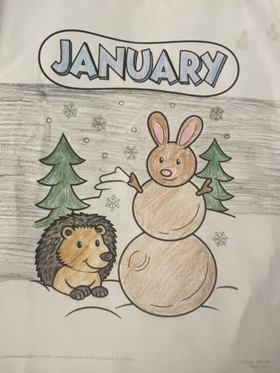 January Color Pages Animal Themed FREE (2025)