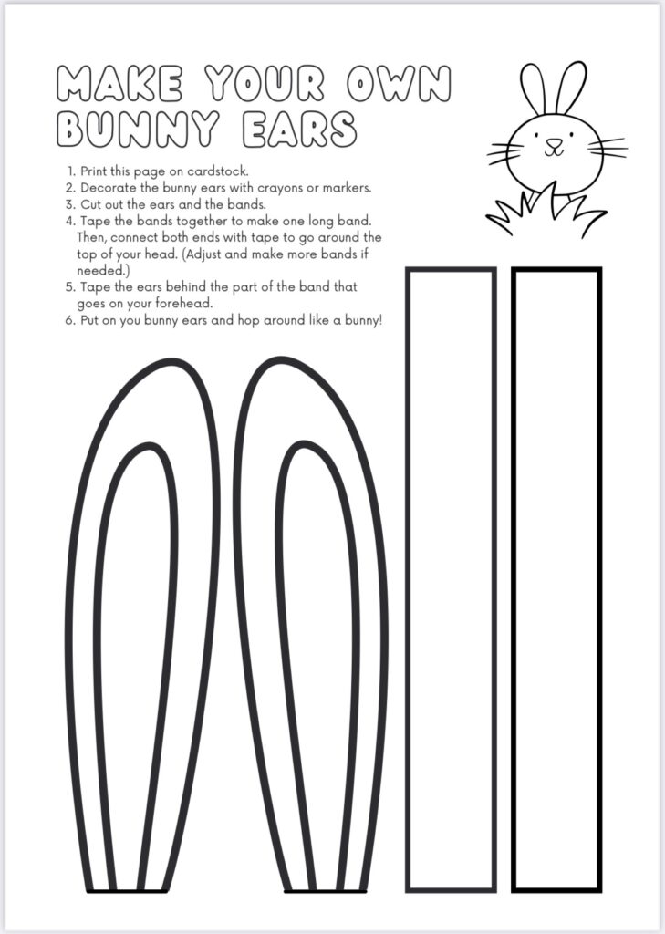 Animal Crafts for preschoolers easy bunny ears craft cutout and instructions for tea fees