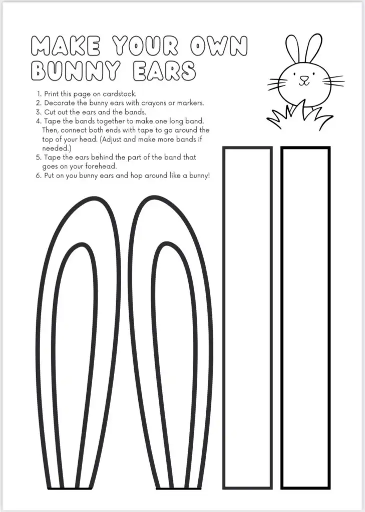 Animal Crafts for preschoolers easy bunny ears craft cutout and instructions for tea fees
