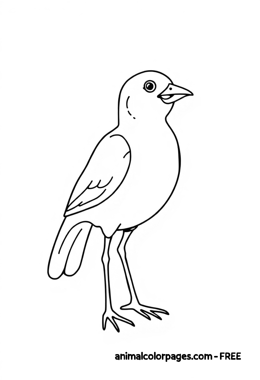 Simple easy bird facing Right coloring page