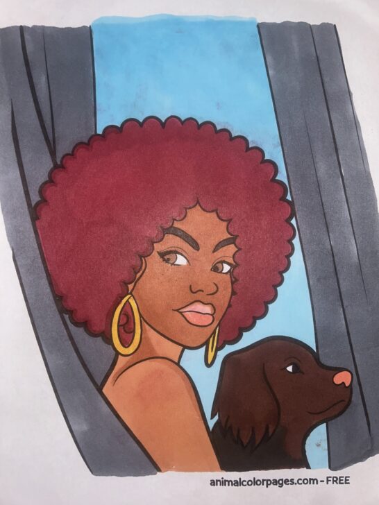 Black Girl Coloring Pages with a Puppy (FREE) by Black Momma