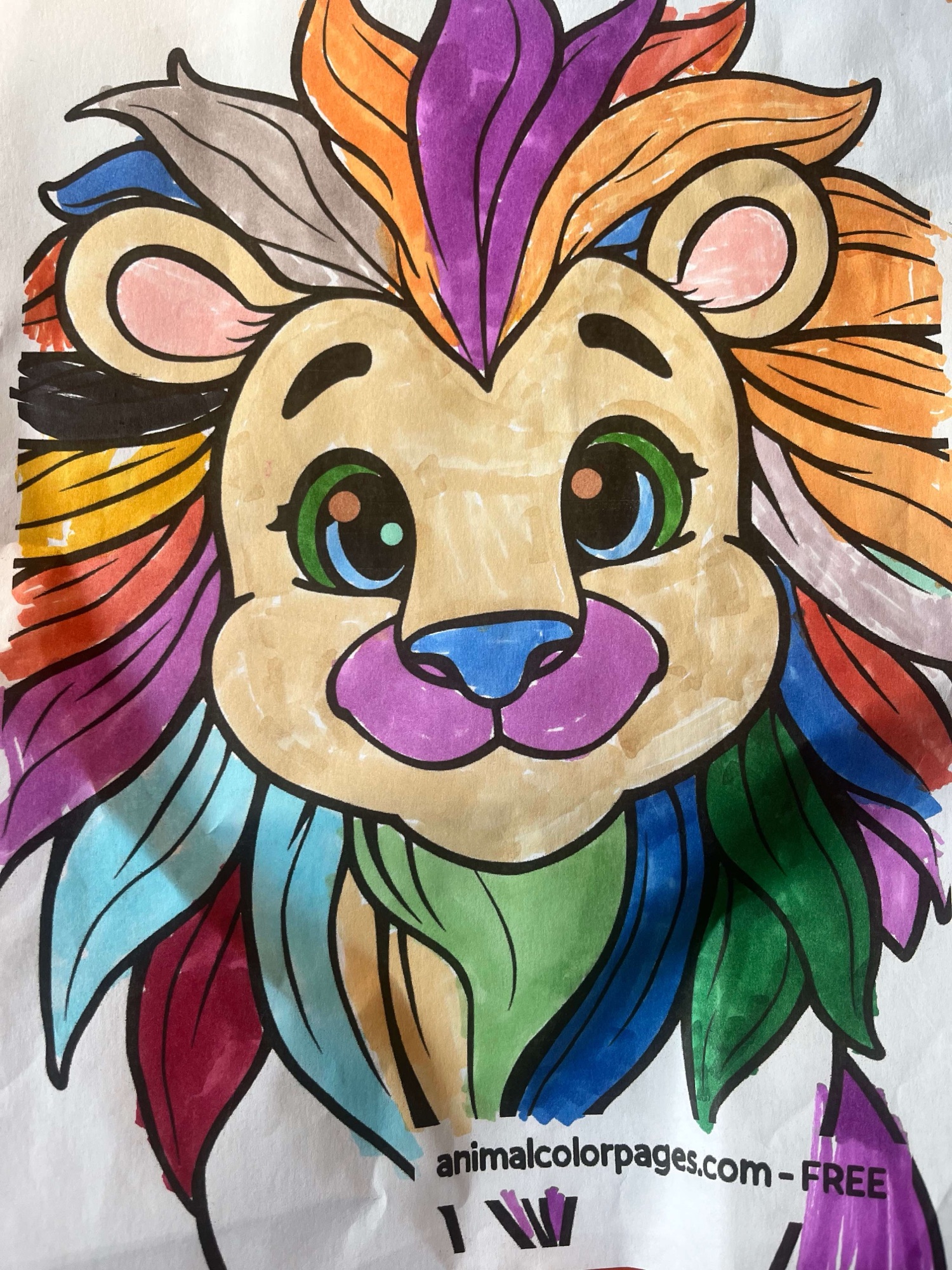kids coloring page contest winner February 2025 lion entry 1