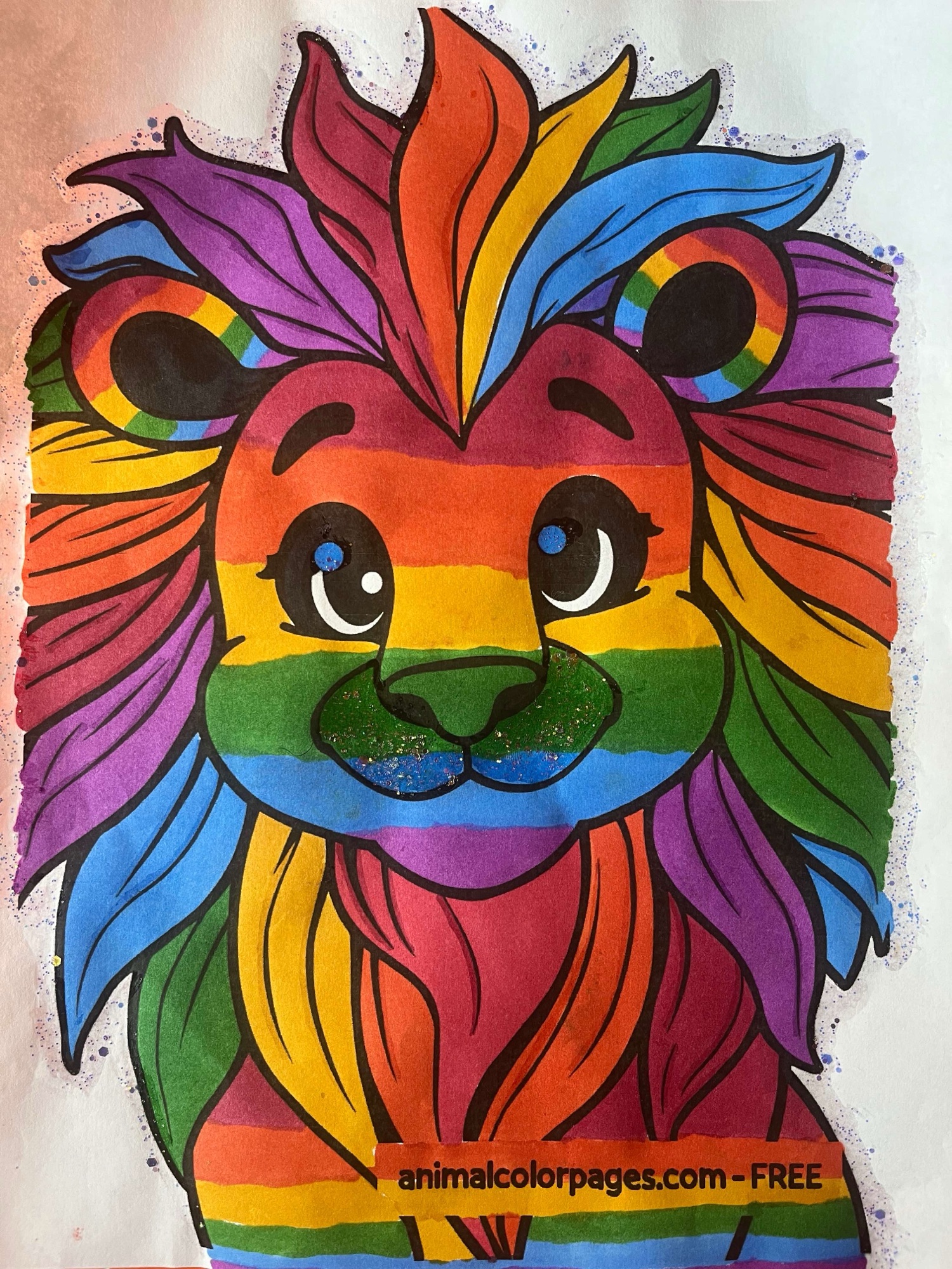 kids coloring page contest winner February 2025 lion entry 3